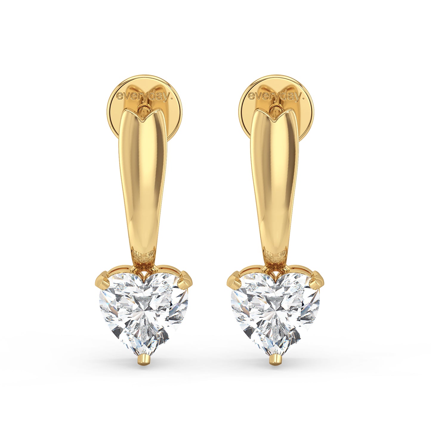 CLEMENCE OPULENT HEART CUT LAB GROWN DIAMOND SOLITAIRE DROP EARRINGS, GOLD