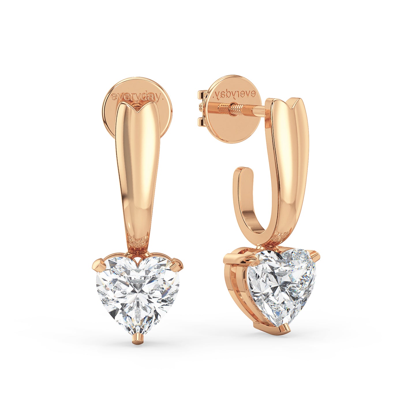 CLEMENCE OPULENT HEART CUT LAB GROWN DIAMOND SOLITAIRE DROP EARRINGS, GOLD