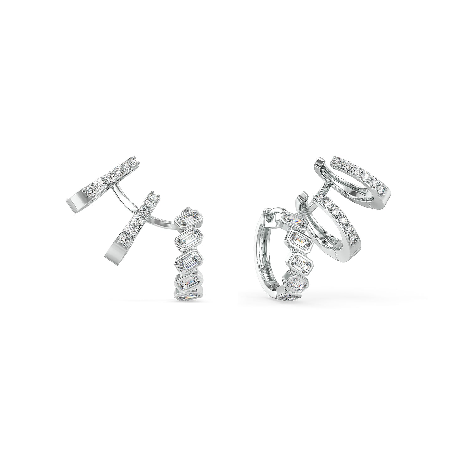 KATE EMERALD CUT LAB GROWN DIAMOND STUDDED EAR CLIMBERS, GOLD