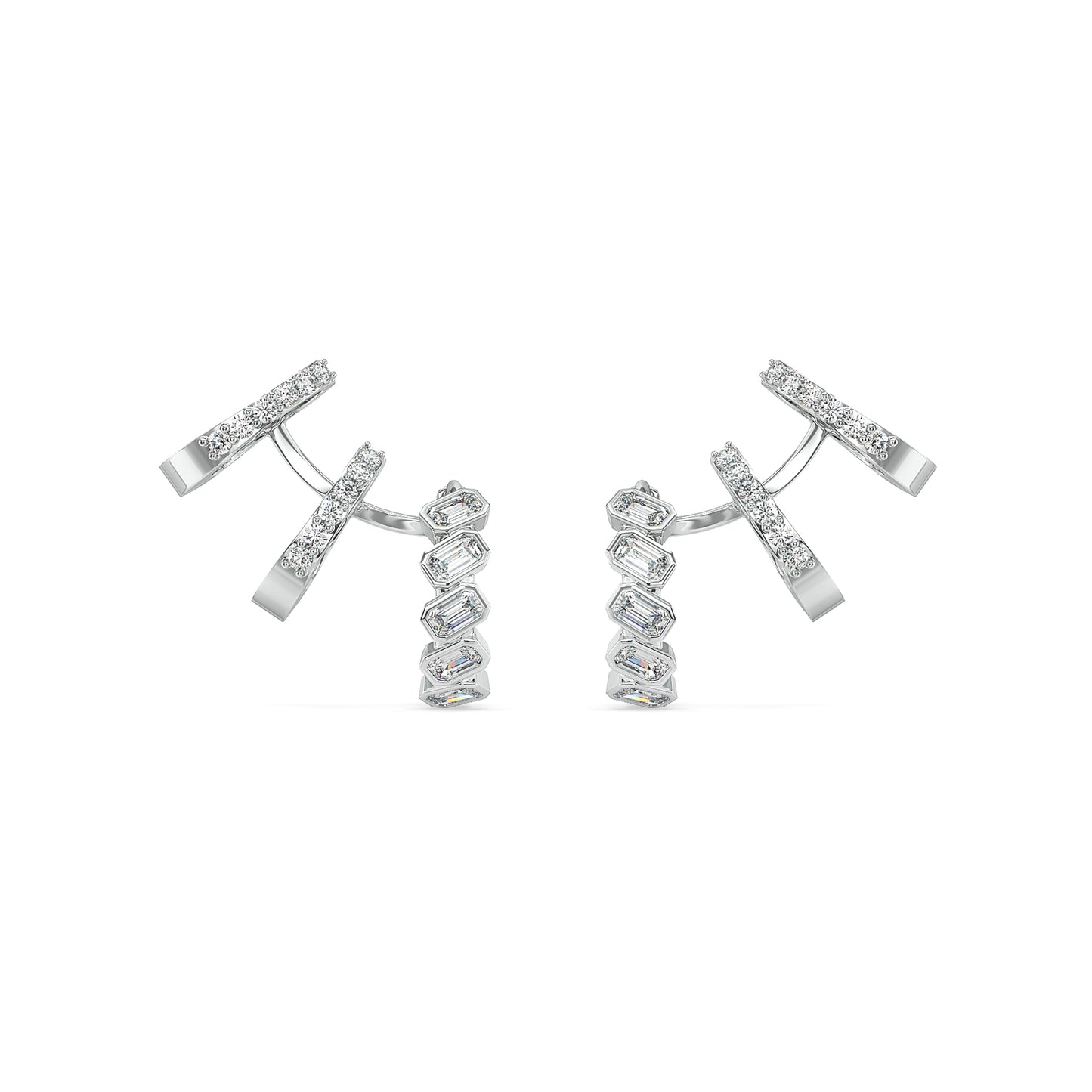 KATE EMERALD CUT LAB GROWN DIAMOND STUDDED EAR CLIMBERS, GOLD