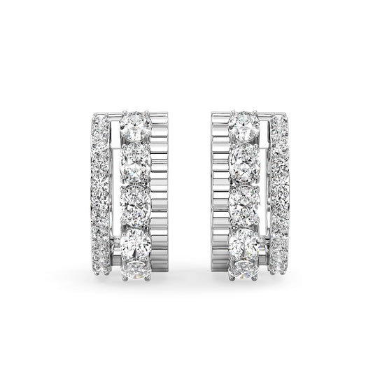 IRENE OVAL AND ROUND CUT LAB GROWN DIAMOND SET OPULENT HOOPS, GOLD