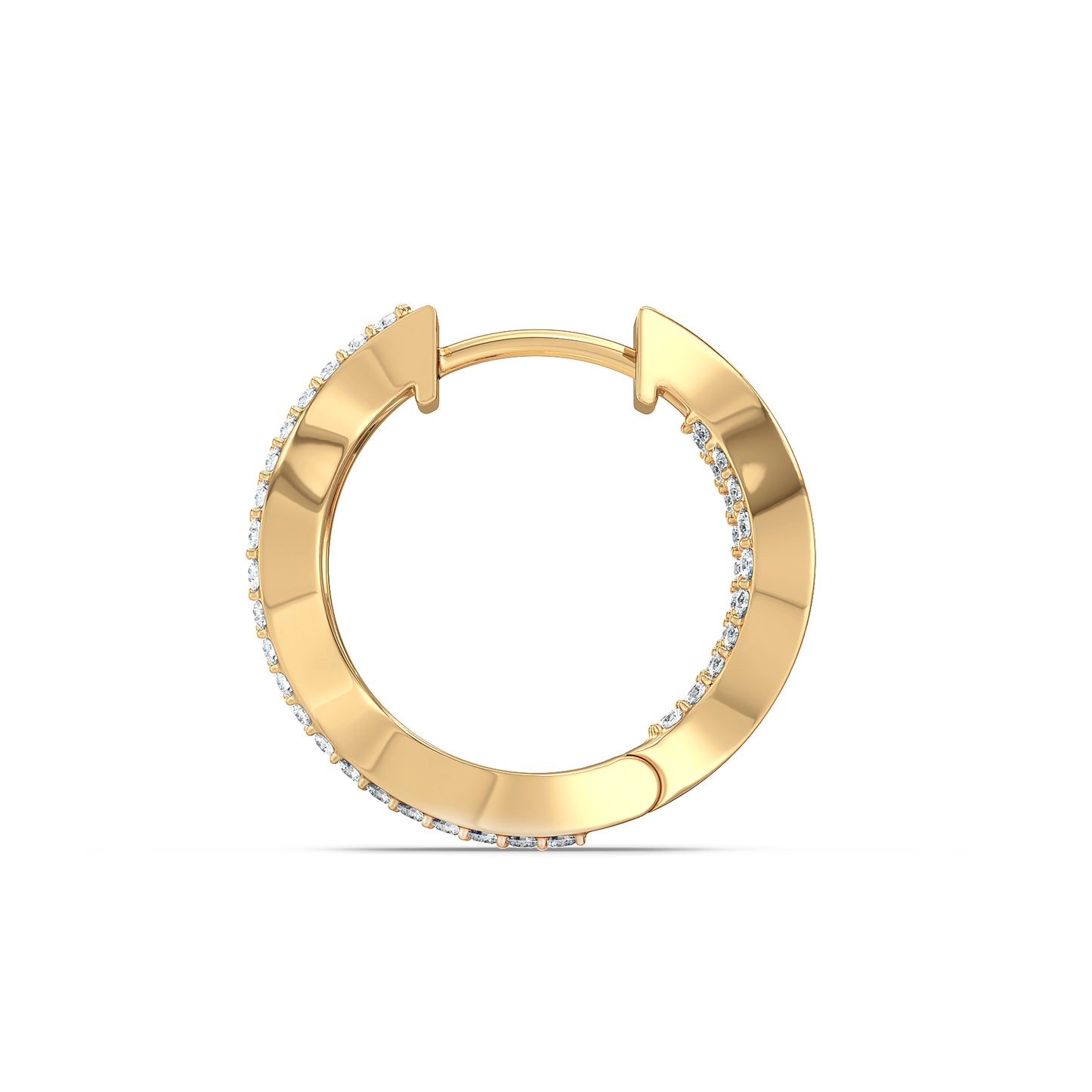 SOPHIA ROUND CUT LAB GROWN DIAMOND STUDDED CHISELED HOOPS, GOLD