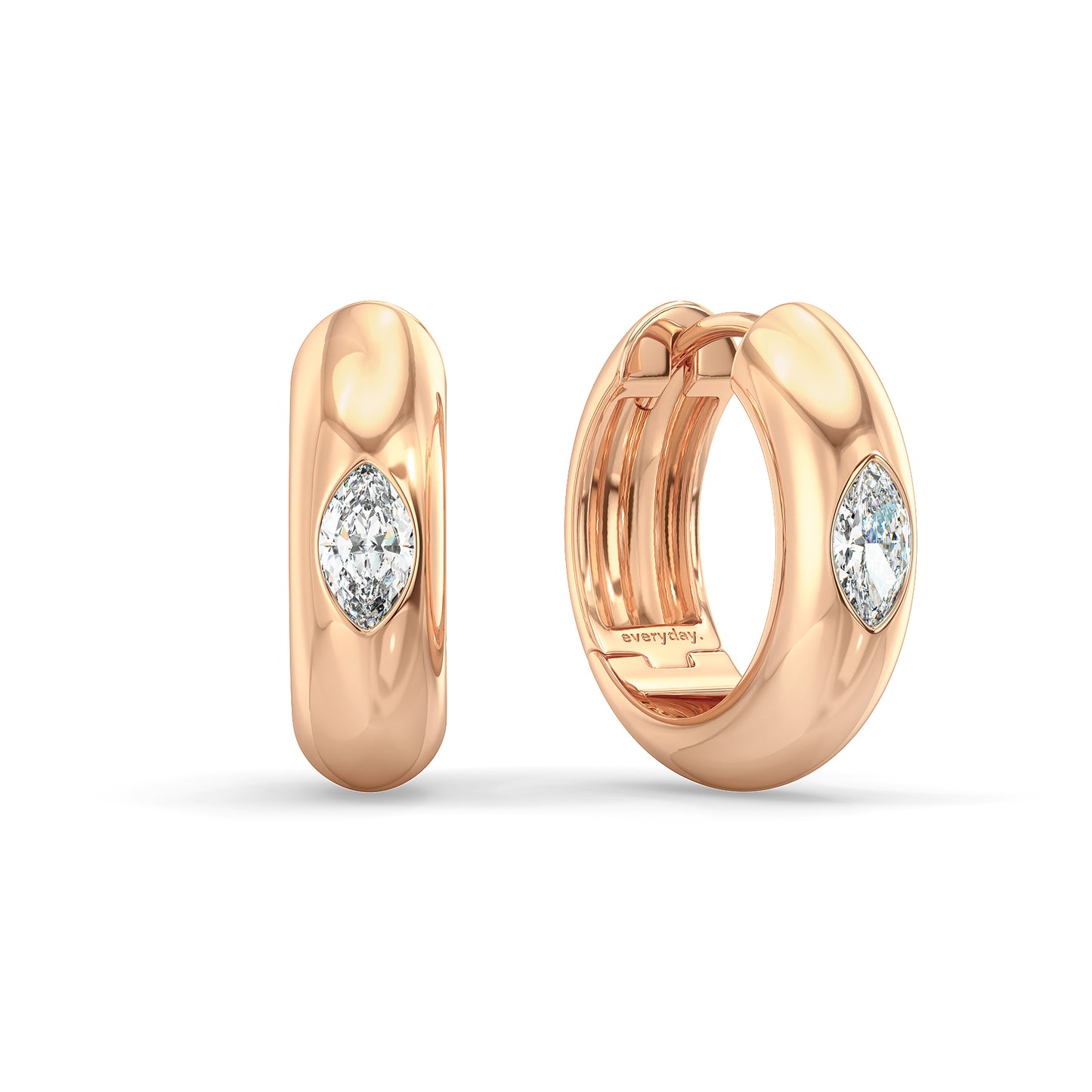 LILETTA FLUSH SET MARQUISE CUT LAB GROWN DIAMOND HOOPS, GOLD