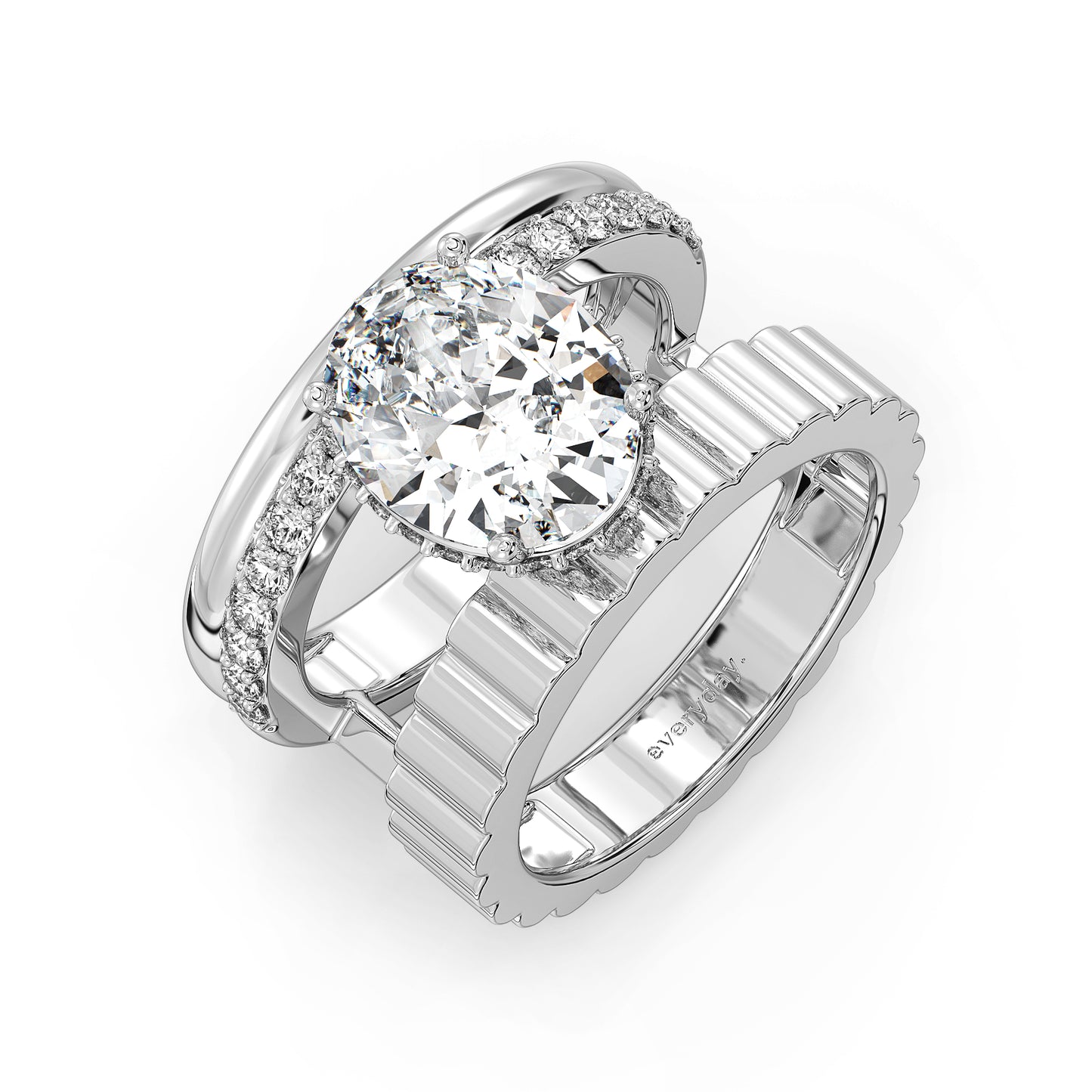 IRENE OVAL CUT LAB GROWN DIAMOND SOLITAIRE ENGAGEMENT COCKTAIL RING ON AN OPULENT SHANK, GOLD