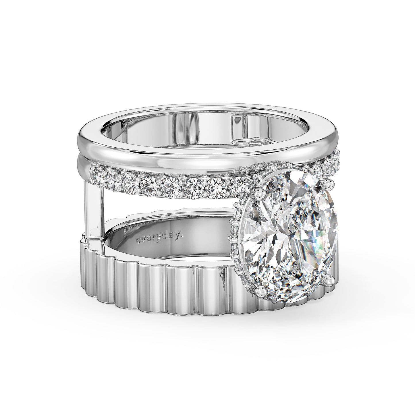 IRENE OVAL CUT LAB GROWN DIAMOND SOLITAIRE ENGAGEMENT COCKTAIL RING ON AN OPULENT SHANK, GOLD