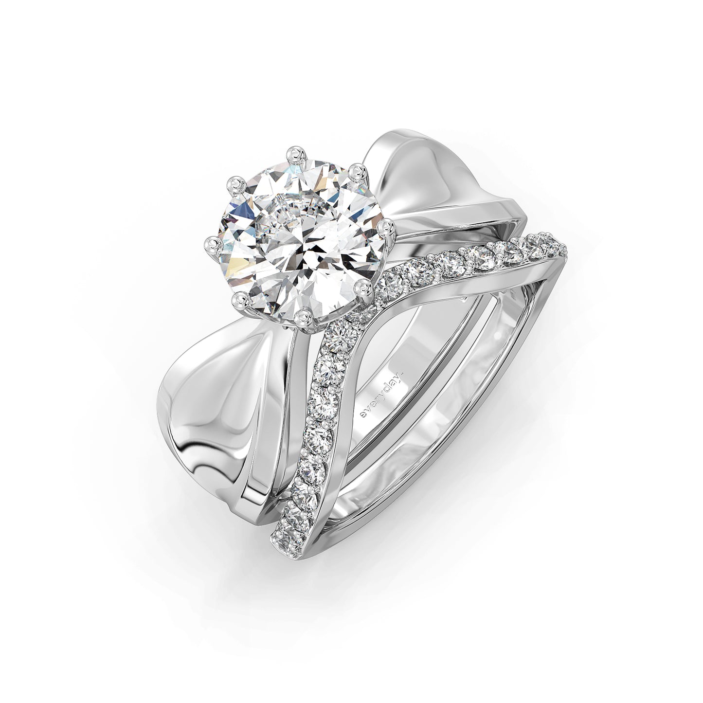 SOPHIA ROUND CUT LAB GROWN DIAMOND SOLITAIRE SASSY COCKTAIL ENGAGEMENT RING WITH A CHISELED SHANK, GOLD