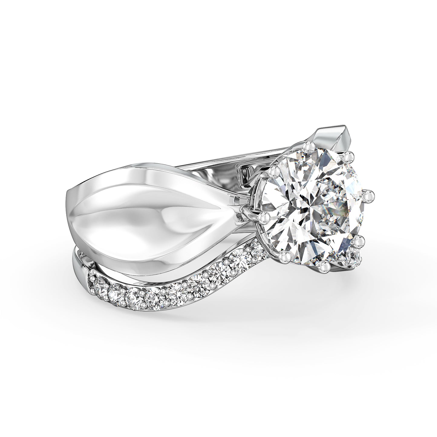 SOPHIA ROUND CUT LAB GROWN DIAMOND SOLITAIRE SASSY COCKTAIL ENGAGEMENT RING WITH A CHISELED SHANK, GOLD