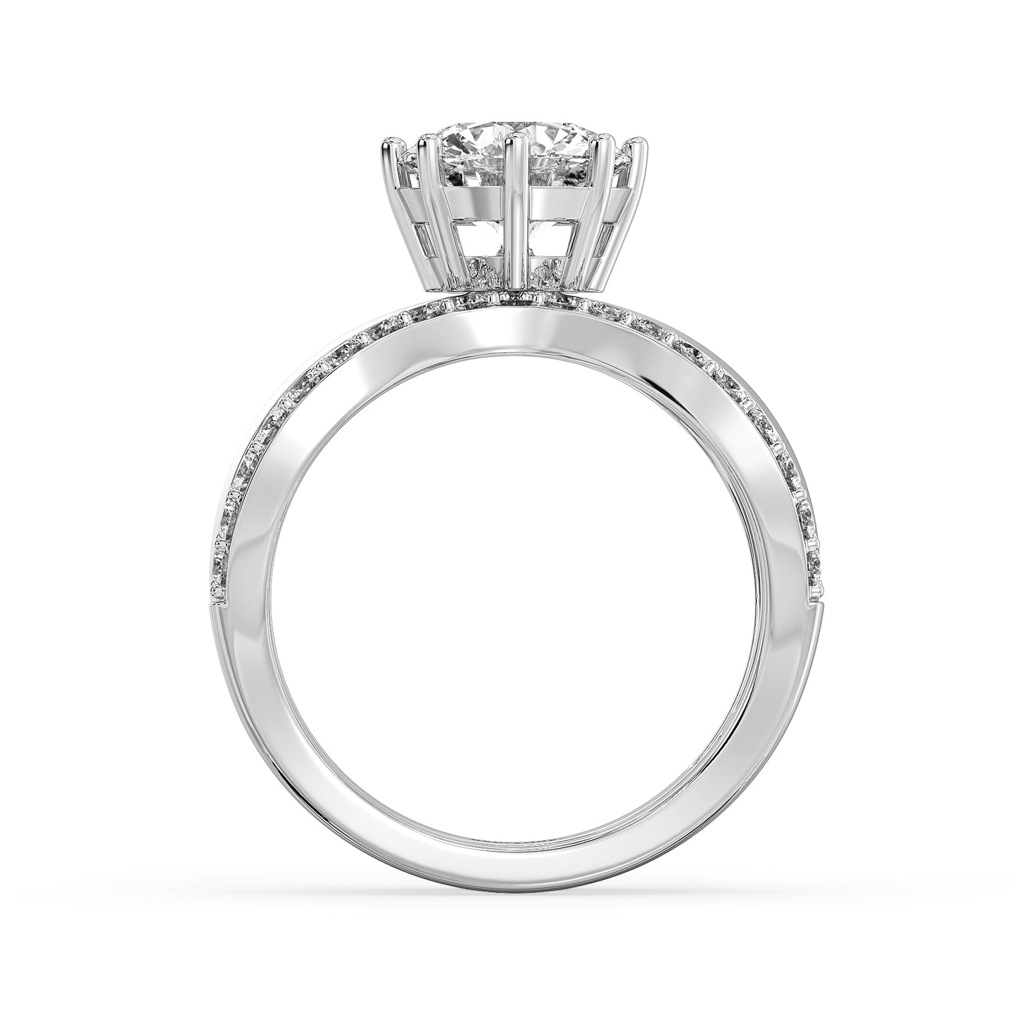 SOPHIA ROUND CUT LAB GROWN DIAMOND SOLITAIRE SASSY COCKTAIL ENGAGEMENT RING WITH A CHISELED SHANK, GOLD