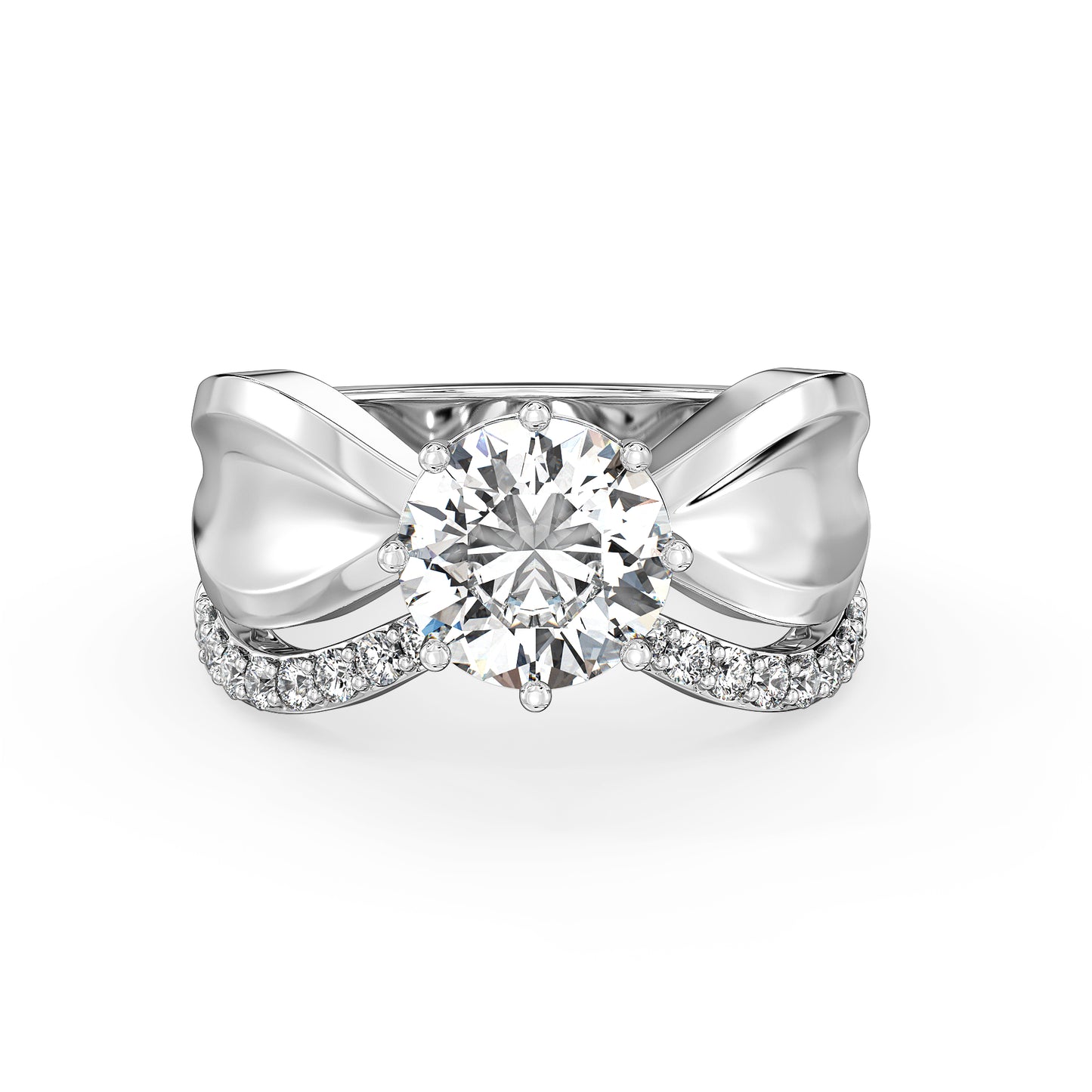 SOPHIA ROUND CUT LAB GROWN DIAMOND SOLITAIRE SASSY COCKTAIL ENGAGEMENT RING WITH A CHISELED SHANK, GOLD