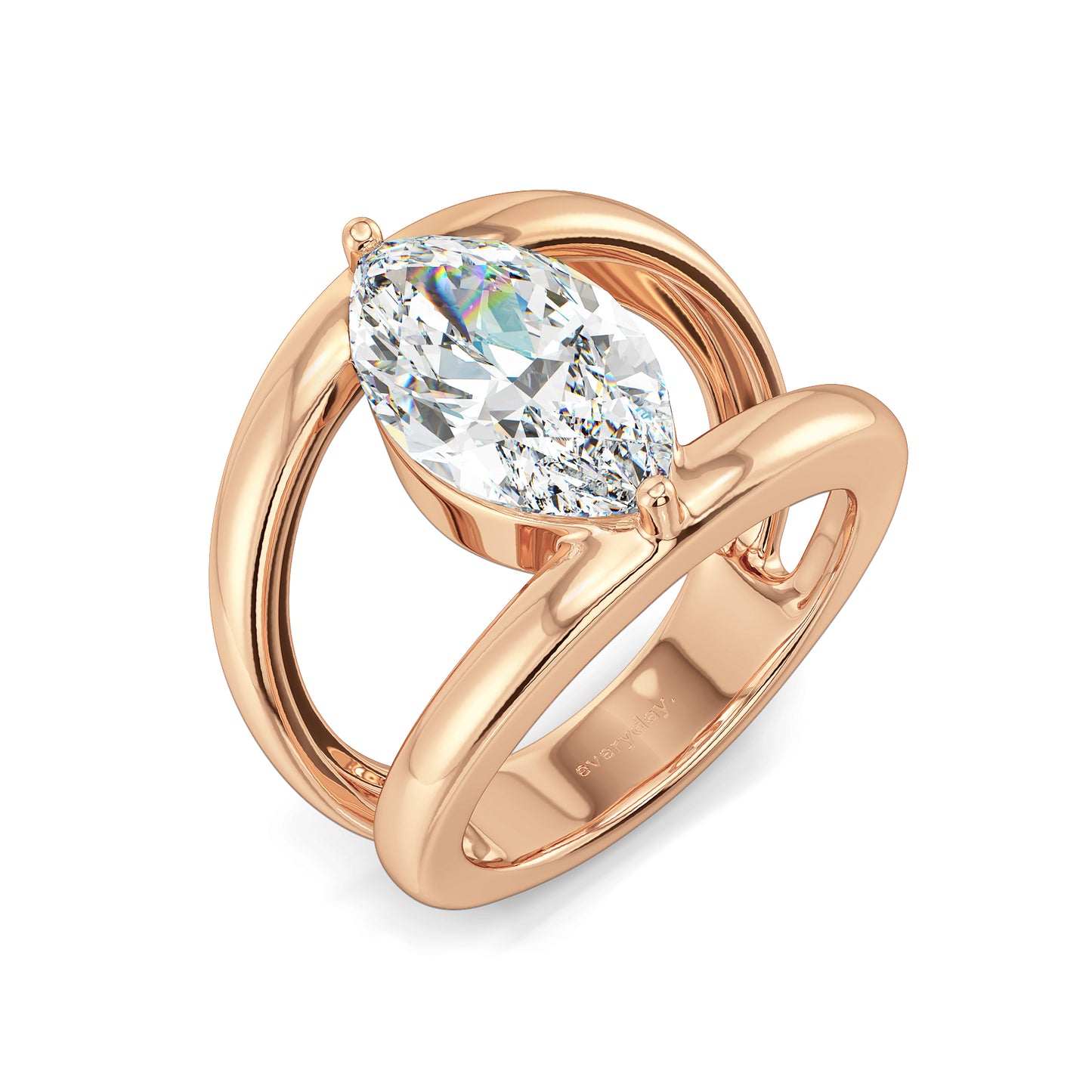 LILETTA MARQUISE CUT LAB GROWN DIAMOND SOLITAIRE SET OPEN SHANK COCKTAIL ENGAGEMENT RING, GOLD