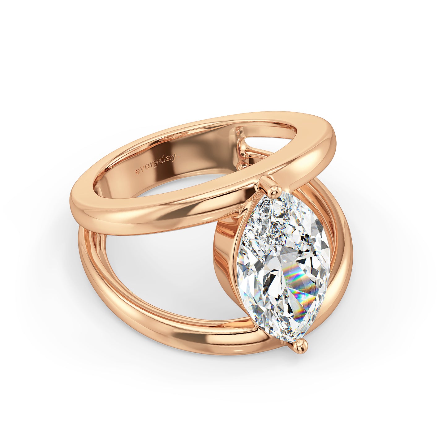 LILETTA MARQUISE CUT LAB GROWN DIAMOND SOLITAIRE SET OPEN SHANK COCKTAIL ENGAGEMENT RING, GOLD