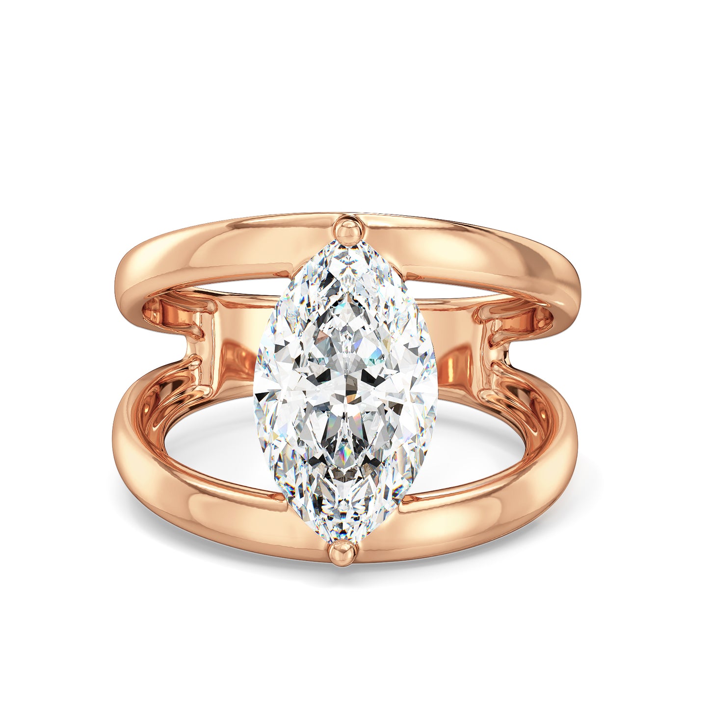 LILETTA MARQUISE CUT LAB GROWN DIAMOND SOLITAIRE SET OPEN SHANK COCKTAIL ENGAGEMENT RING, GOLD