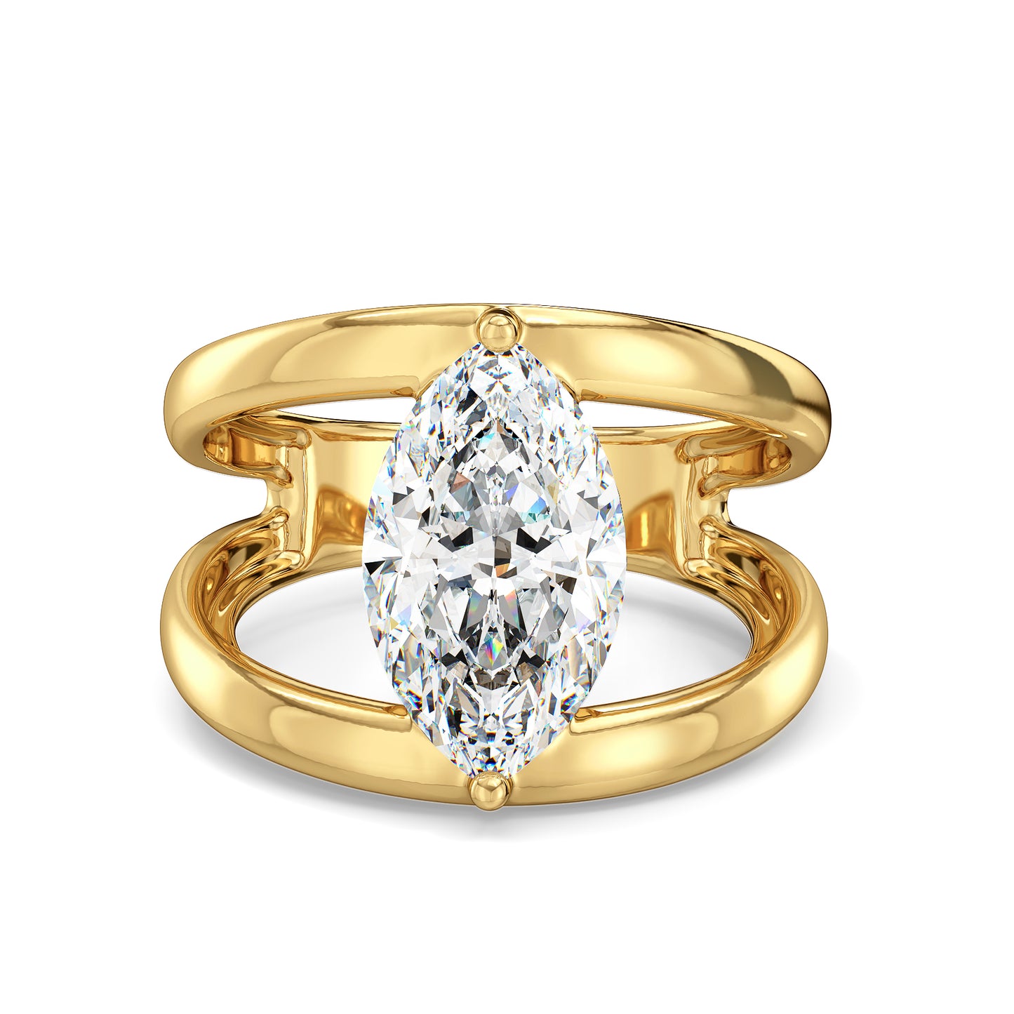 LILETTA MARQUISE CUT LAB GROWN DIAMOND SOLITAIRE SET OPEN SHANK COCKTAIL ENGAGEMENT RING, GOLD