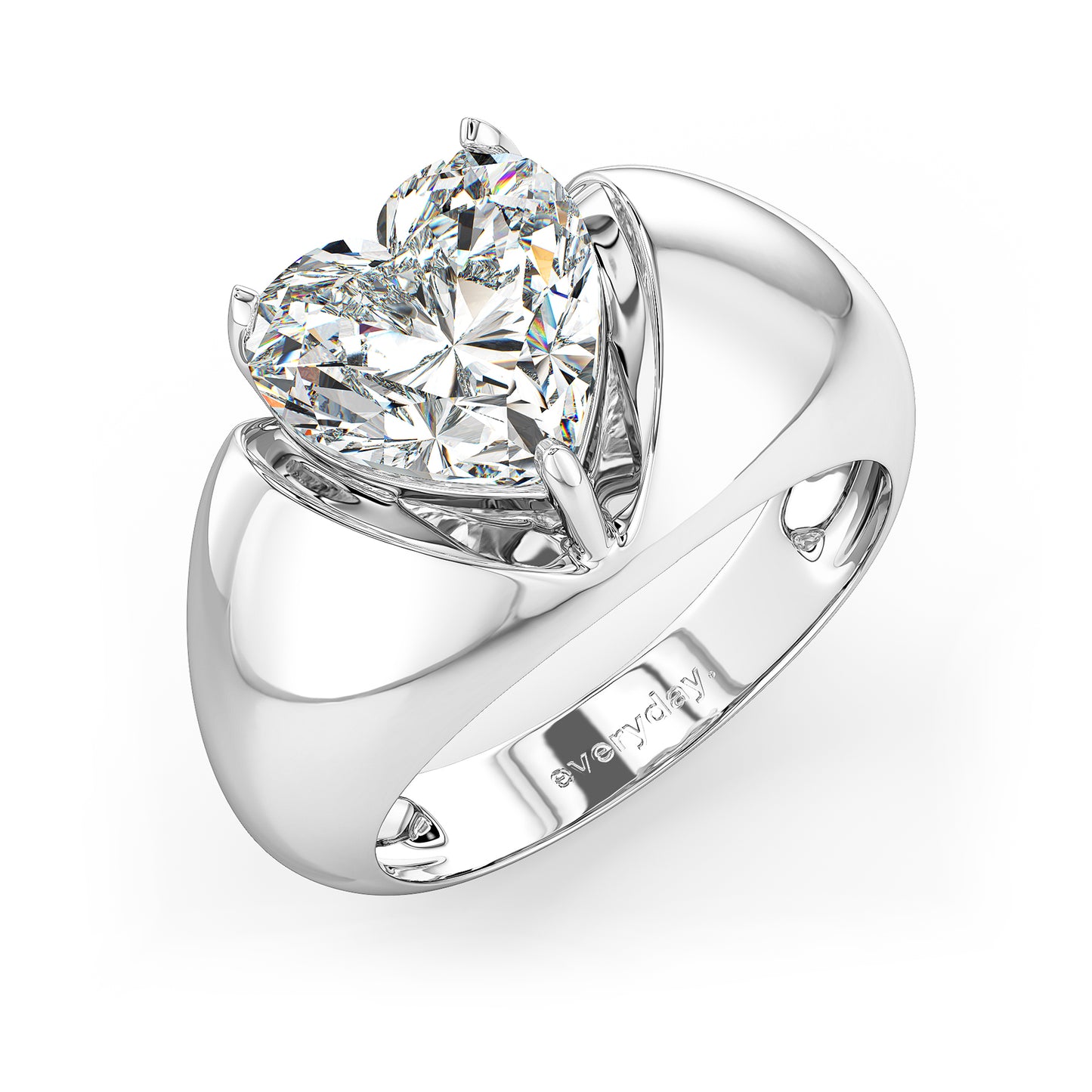 CLEMENCE HEART CUT LAB GROWN DIAMOND SOLITAIRE SASSY COCKTAIL ENGAGEMENT RING, GOLD