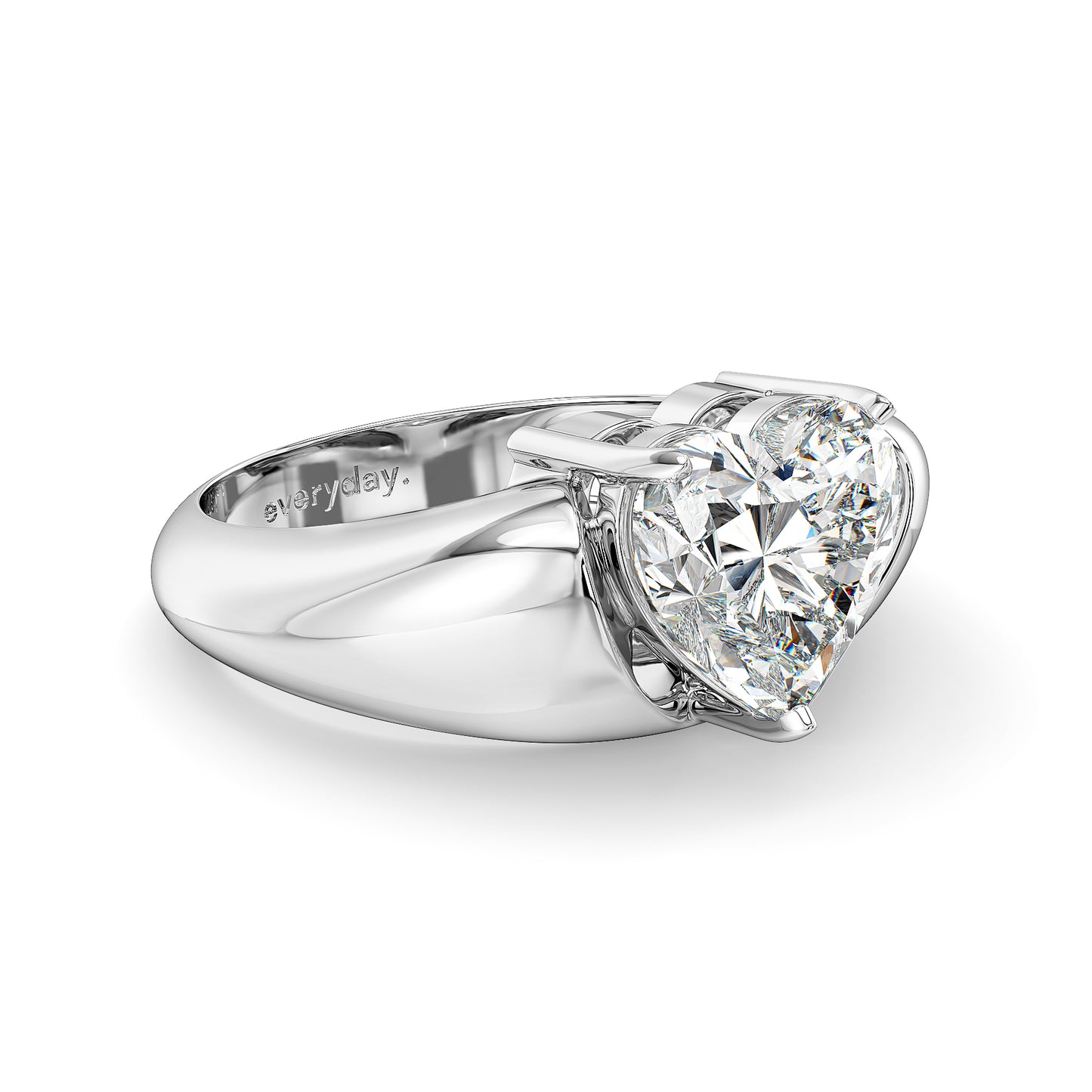 CLEMENCE HEART CUT LAB GROWN DIAMOND SOLITAIRE SASSY COCKTAIL ENGAGEMENT RING, GOLD