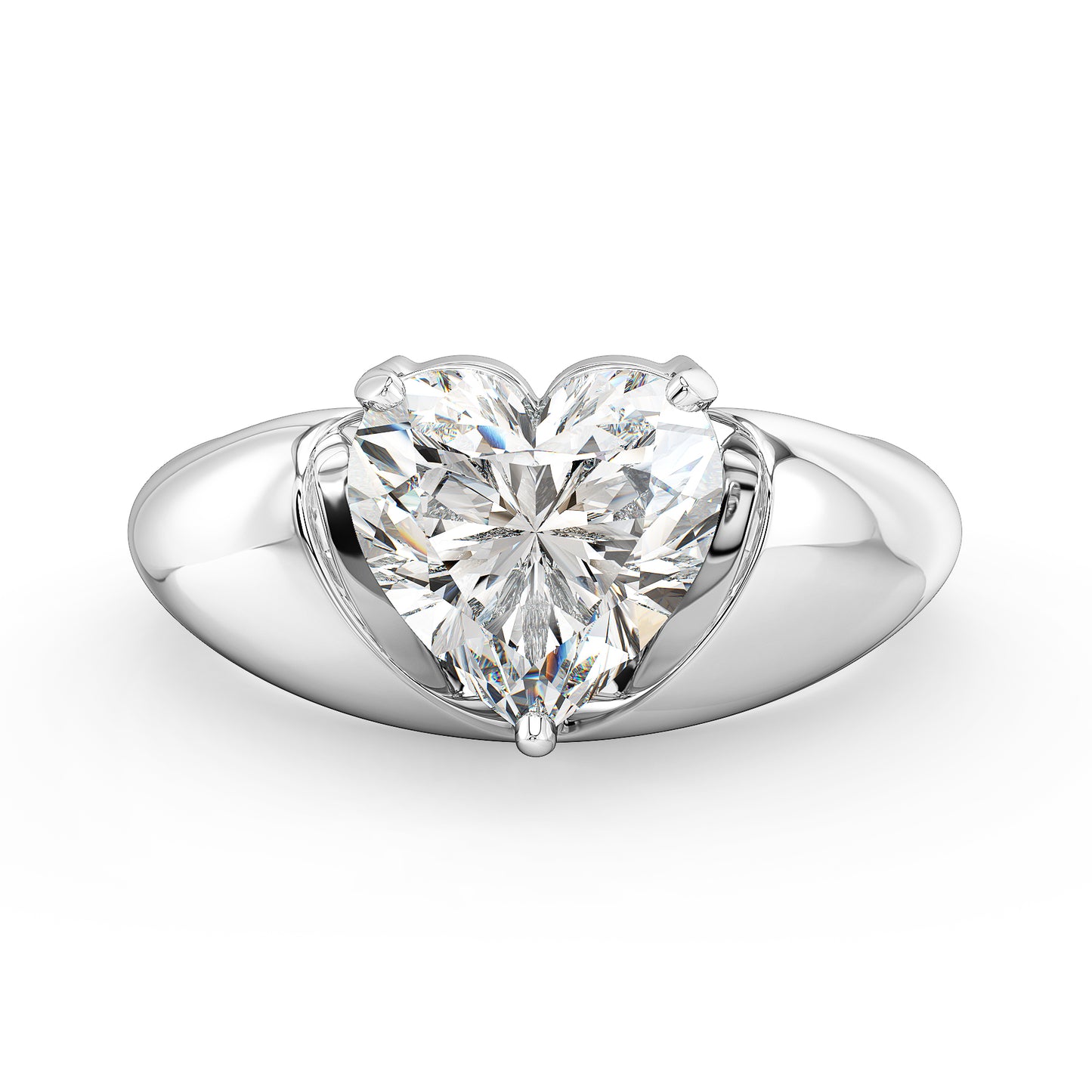 CLEMENCE HEART CUT LAB GROWN DIAMOND SOLITAIRE SASSY COCKTAIL ENGAGEMENT RING, GOLD