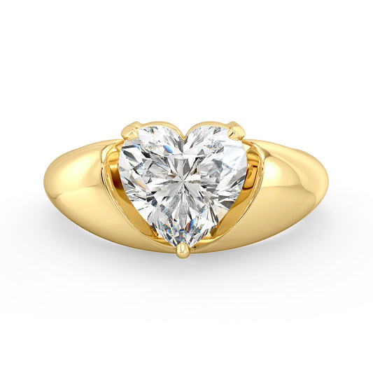 CLEMENCE HEART CUT LAB GROWN DIAMOND SOLITAIRE SASSY COCKTAIL ENGAGEMENT RING, GOLD