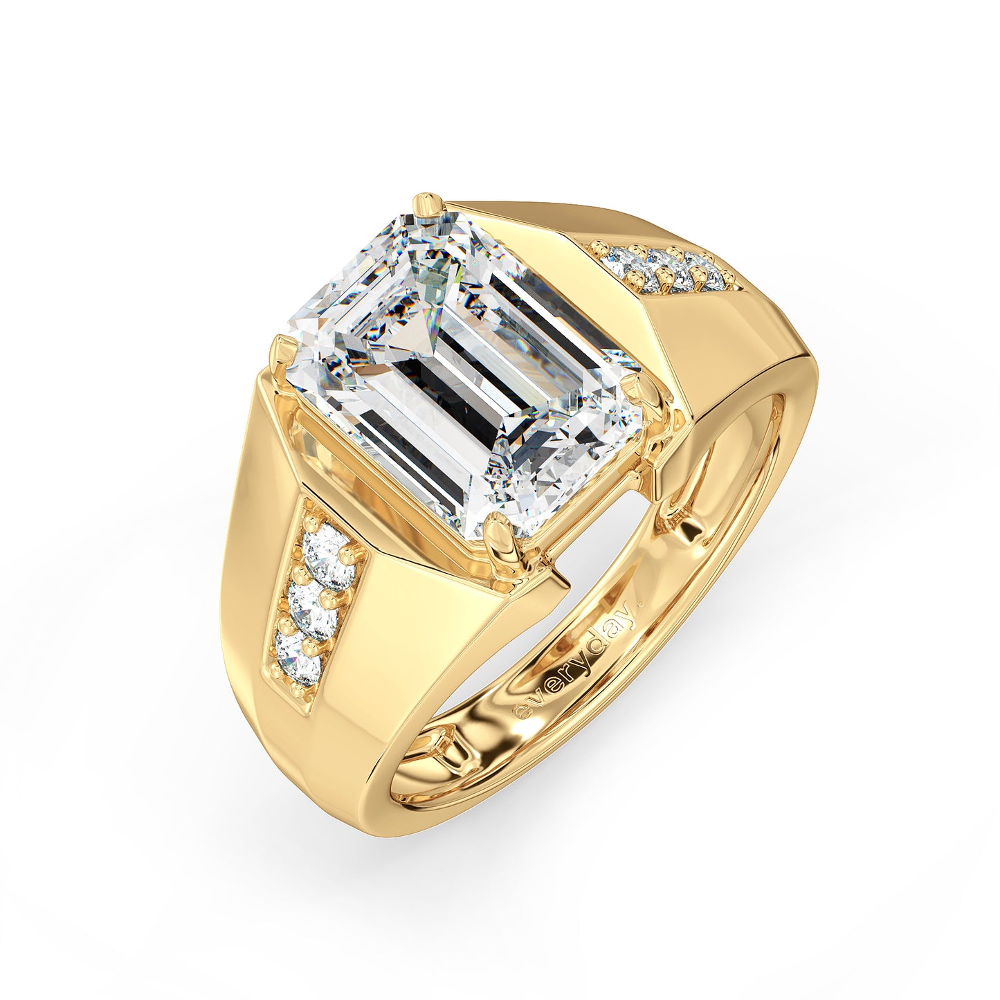 KATE EMERALD CUT LAB GROWN DIAMOND SOLITAIRE COCKTAIL ENGAGEMENT RING, GOLD