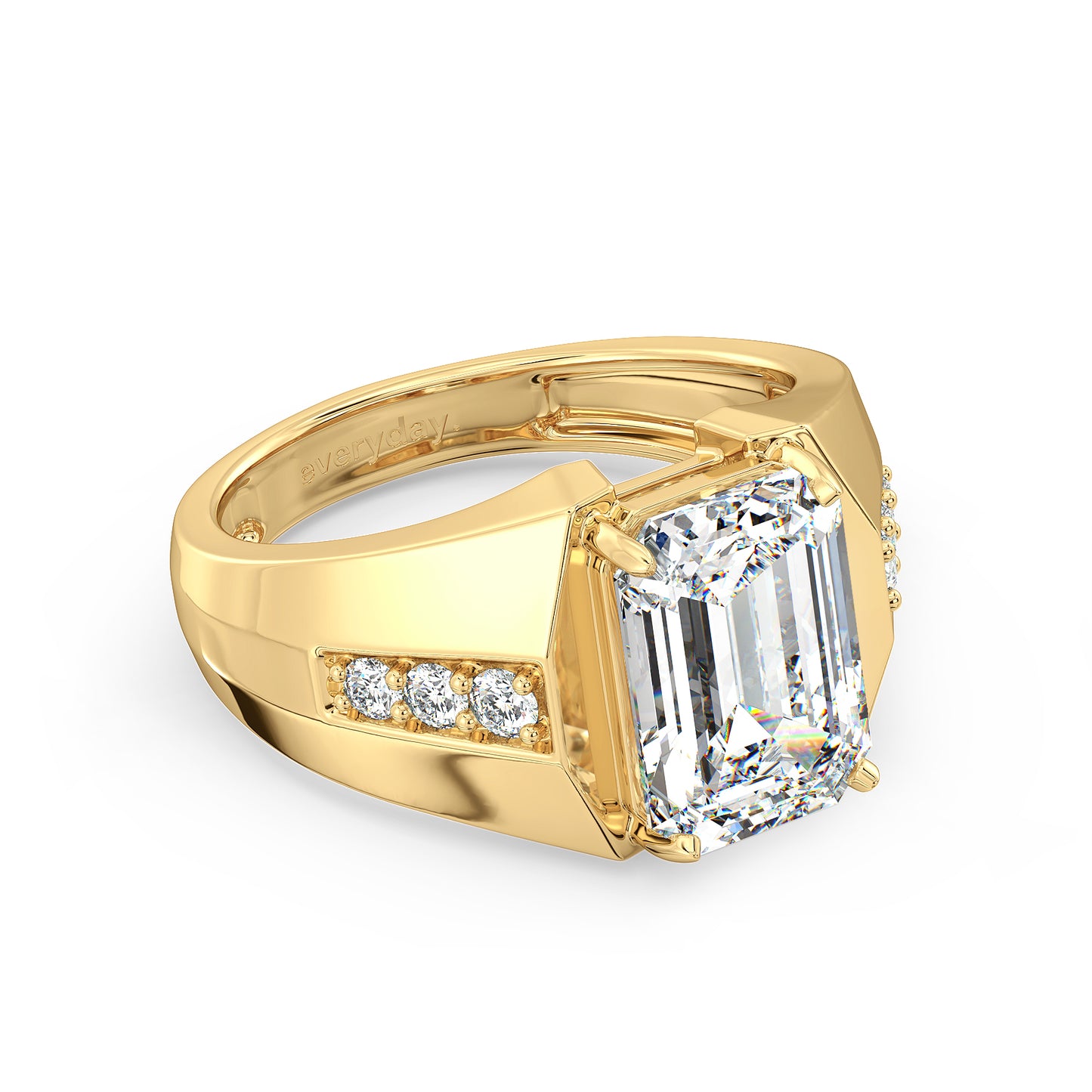 KATE EMERALD CUT LAB GROWN DIAMOND SOLITAIRE COCKTAIL ENGAGEMENT RING, GOLD