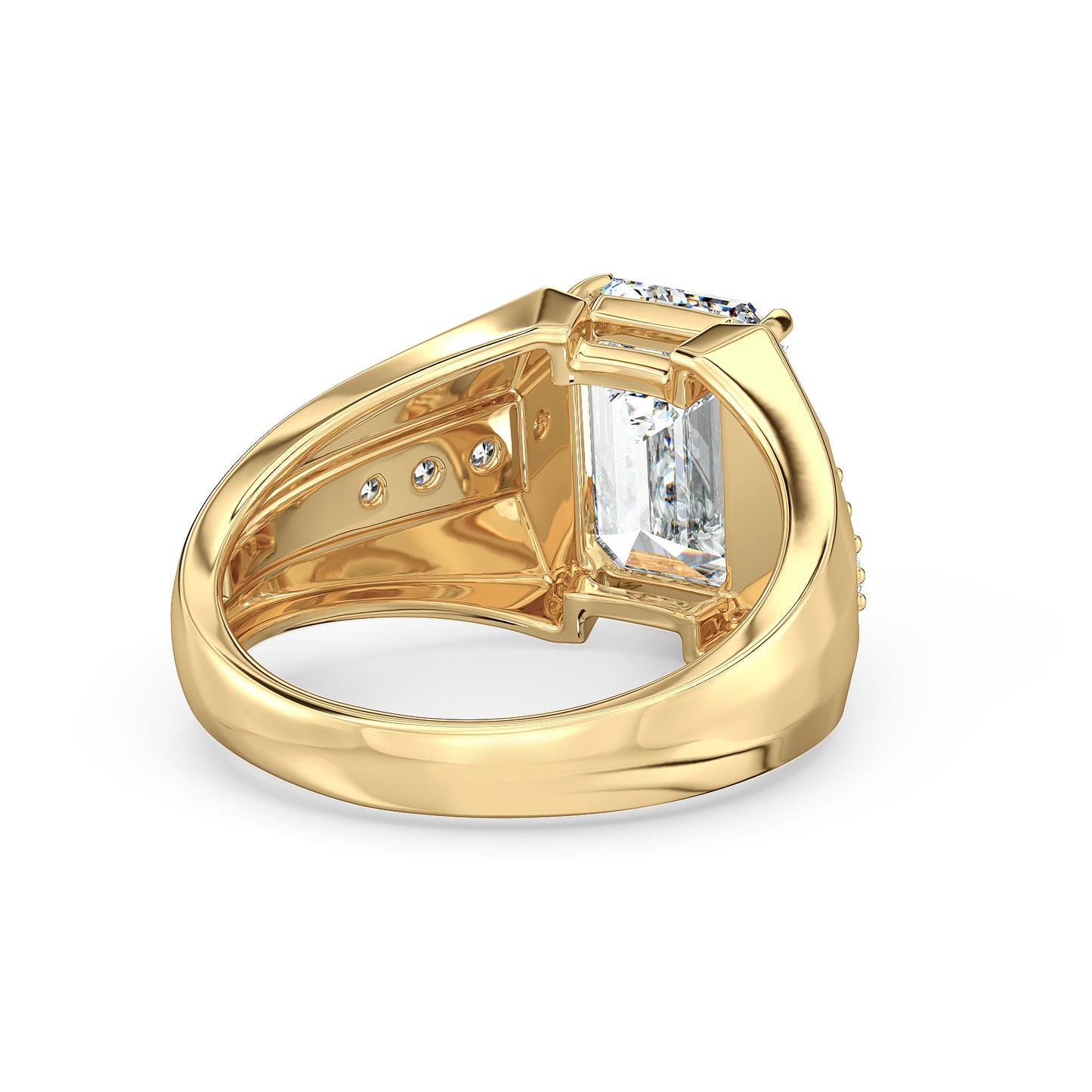 KATE EMERALD CUT LAB GROWN DIAMOND SOLITAIRE COCKTAIL ENGAGEMENT RING, GOLD