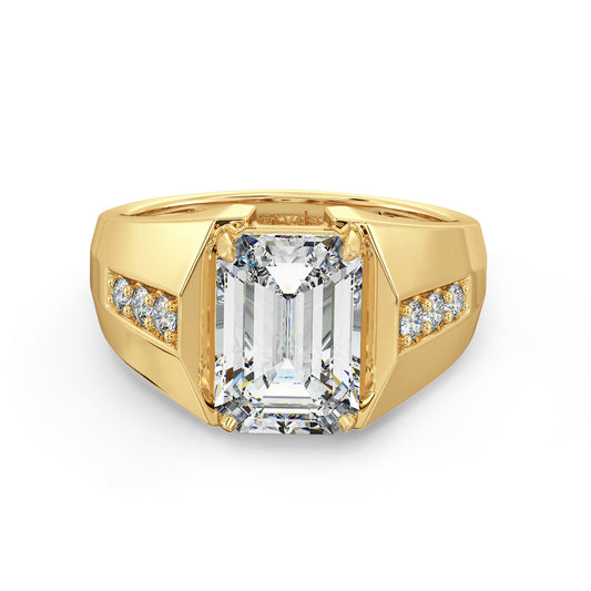 KATE EMERALD CUT LAB GROWN DIAMOND SOLITAIRE COCKTAIL ENGAGEMENT RING, GOLD