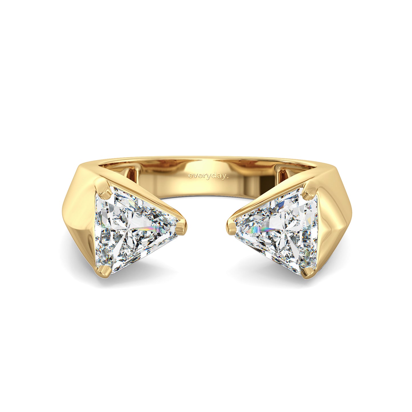 IRIS TRILLION CUT LAB GROWN DIAMOND SOLITAIRE OPEN TOP SASSY COCKTAIL ENGAGEMENT RING, GOLD